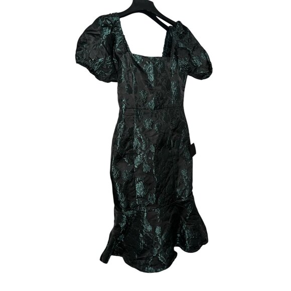 Lulus Majorly Fabulous Black and Emerald Trumpet Midi Dress Sz Medium Black & Gr - Picture 15 of 16